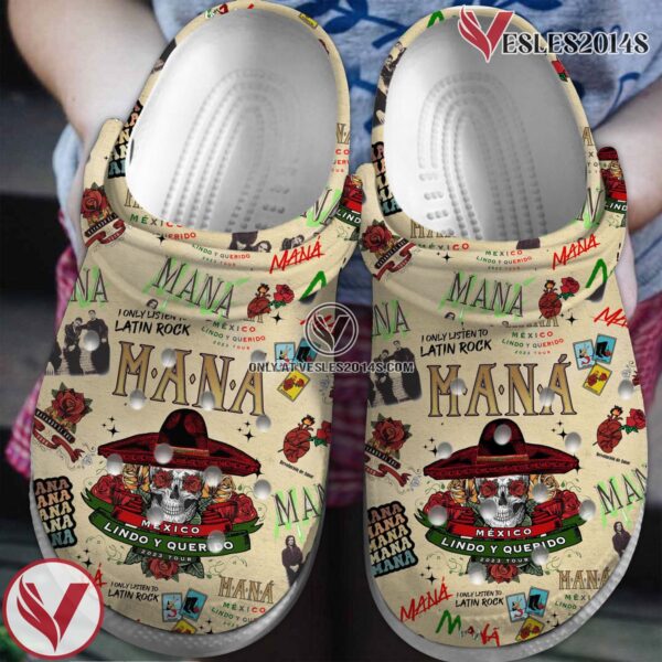Mana Mexico Lindo Y Querido 2023 TourMusic Crocs Crocband Clogs Shoes Comfortable For Men Women and Kids, Unique Gift From  Vesles2014S