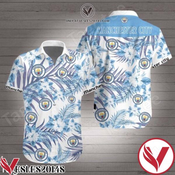 Manchester City Blue Tropical Floral White Hawaiian Shirt, Unique Gifts For Friends - Vesles2014S 1