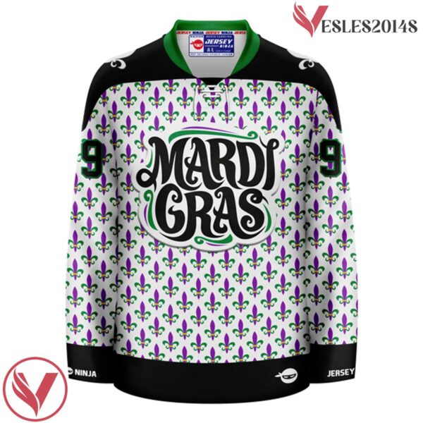 Mardi Gras Emblazoned Script Holiday Hockey Jersey - Vesles2014S 2