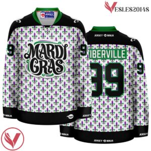 Mardi Gras Emblazoned Script Holiday Hockey Jersey - Vesles2014S