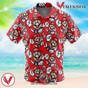 Mario Bros Mario Bros Hawaiian Button Up Shirt, Perfect Gifts For Anime Lovers - Vesles2014S