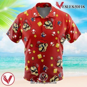 Mario Bros Pattern Mario Bros Hawaiian Button Up Shirt, Perfect Gifts For Anime Lovers - Vesles2014S 1