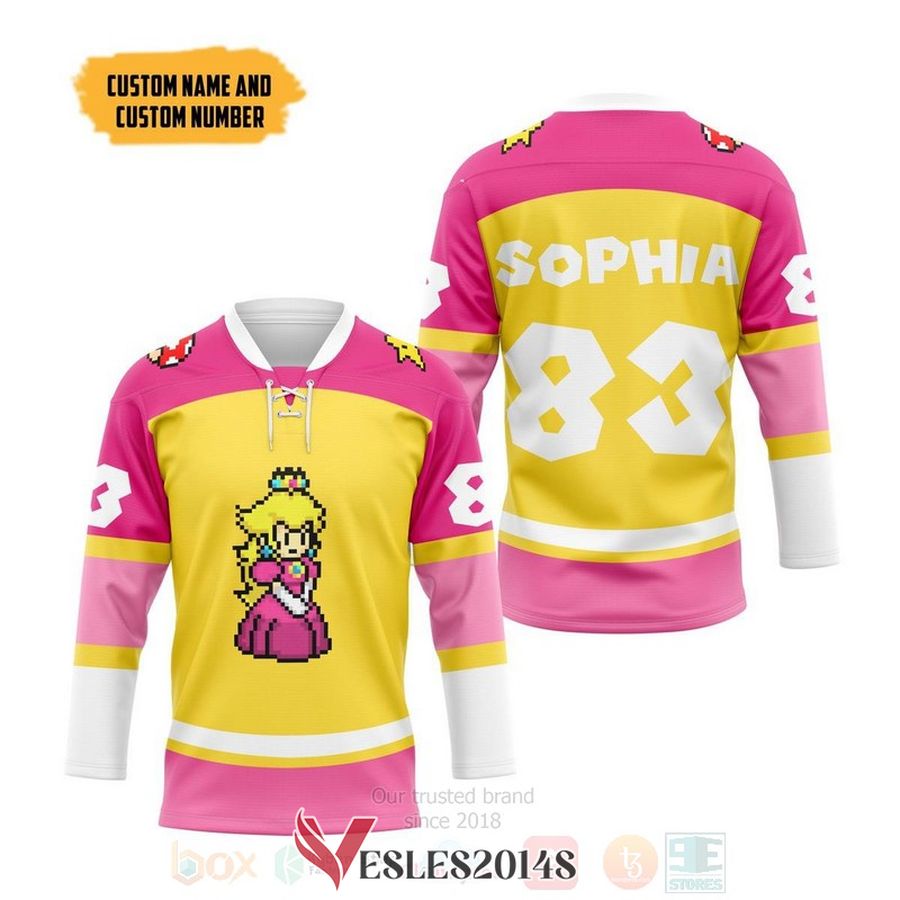Mario Princess Peach Sports Personalized Hockey Jersey, Trending Gifts For Fans - Vesles2014s 1