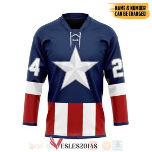 Marvel Captain America Personalized Hockey Jersey, Trending Gifts For Fans - Vesles2014s