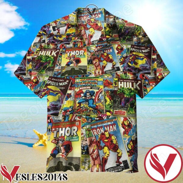 Marvel Comics Poster Hawaiian Shirt, Unique Gifts For Friends - Vesles2014S 1