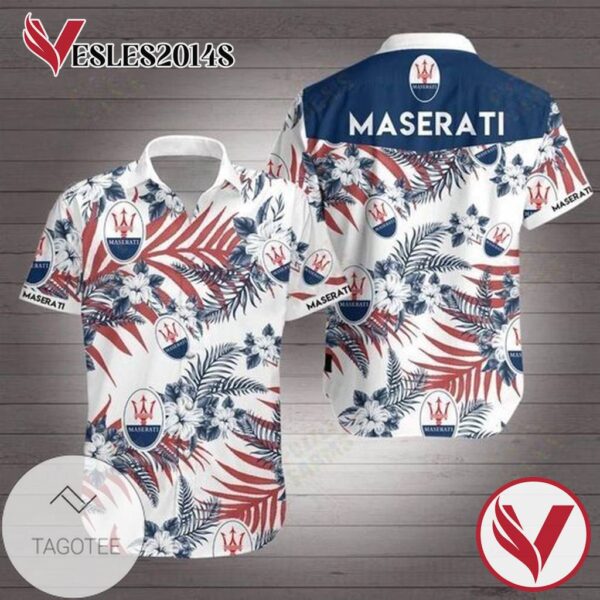 Maserati Hawaiian Graphic Print Short Sleeve Hawaiian Casual Shirt Vesles2014S 1