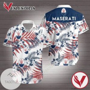 Maserati Hawaiian Graphic Print Short Sleeve Hawaiian Casual Shirt Vesles2014S