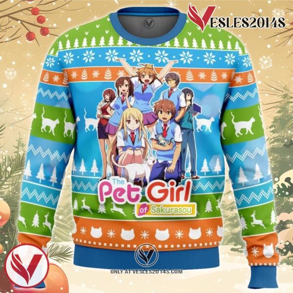Mashiro and Friends The Pet Girl of Sakurasou Ugly Christmas Sweater, Unique Christmas Gift For Fans - Vesles2014S