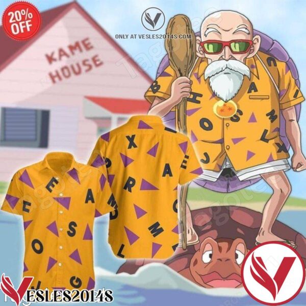 Master Roshi Dragon Ball Orange Hawaiian Shirt And Short, Unique Gifts For Friends - Vesles2014S 1