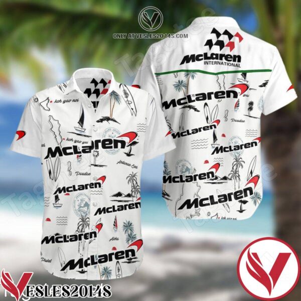 McLaren F1 Racing White Hawaiian Shirt And Short, Unique Gifts For Friends - Vesles2014S 1