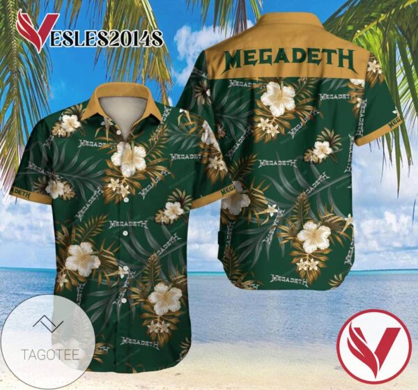 Megadeth Hawaiian Graphic Print Short Sleeve Hawaiian Casual Shirt Vesles2014S