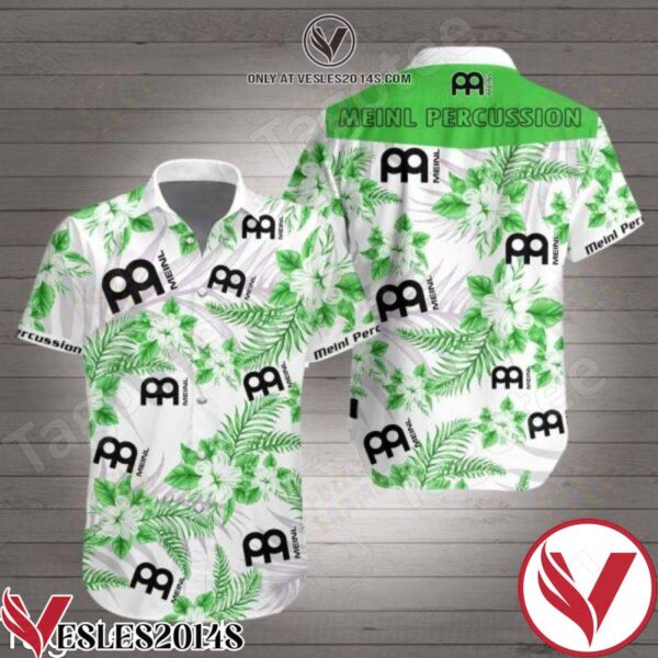 Meinl Percussion Green Tropical Floral White Hawaiian Shirt, Unique Gifts For Friends - Vesles2014S 1
