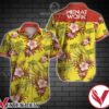 Men At Work Red Tropical Floral Yellow Hawaiian Shirt, Unique Gifts For Friends - Vesles2014S 1