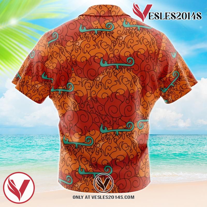 Mera Mera No Mi Luffy Devil Fruit One Piece Hawaiian Button Up Shirt, Perfect Gifts For Anime Lovers - Vesles2014S 1