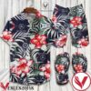 Mercedes Flowers Monstera Leaves Fabric Combo Hawaiian Shirt, Beach Shorts And Flip Flop, Unique Gifts For Friends - Vesles2014S 1