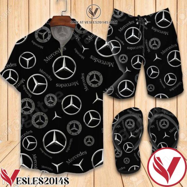 Mercedes Logo Combo Hawaiian Shirt, Beach Shorts And Flip Flop, Unique Gifts For Friends - Vesles2014S 1