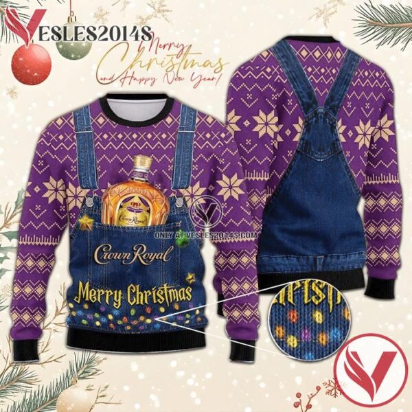 Merry Christmas Crown Royal Ugly Sweater, Unique Winter Outfits For Fans - Vesles2014S  1