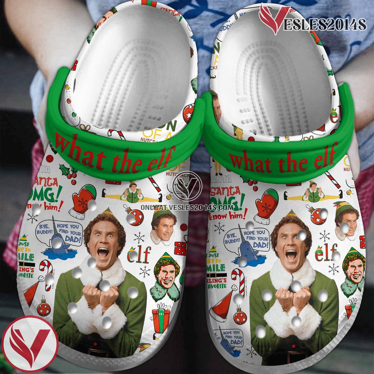 Merry Christmas Elf Movie Crocs Crocband Clogs Shoes Comfortable For Men Women and Kids - Vesles2014S