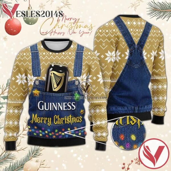 Merry Christmas Guinness Christmas Sweater, Unique Winter Outfits For Fans - Vesles2014S  1
