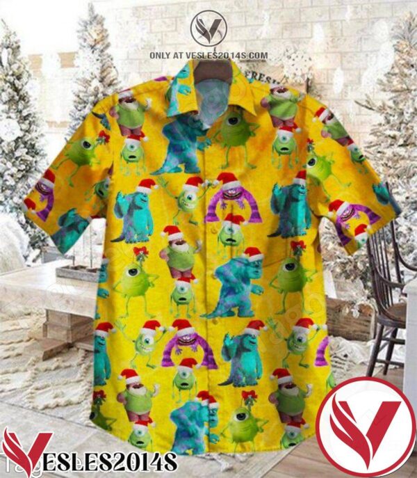 Merry Christmas Sulley And Mike Wazowski Yellow Hawaiian Shirt, Unique Gifts For Friends - Vesles2014S 1