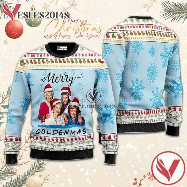 Merry Goldenmas Snowy Ugly Sweater, Unique Winter Outfits For Fans - Vesles2014S  1