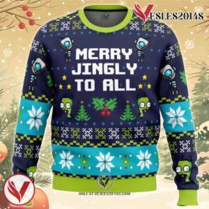 Merry Jingly Invader Zim Ugly Christmas Sweater, Unique Christmas Gift For Fans - Vesles2014S