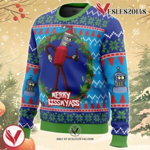 Merry Kissmyass Futurama Ugly Christmas Sweater, Unique Christmas Gift For Fans - Vesles2014S 1