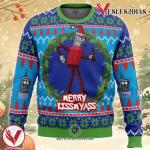 Merry Kissmyass Futurama Ugly Christmas Sweater, Unique Christmas Gift For Fans - Vesles2014S