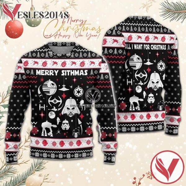 Merry Sithmas Darth Vader Ugly Sweater, Unique Winter Outfits For Fans - Vesles2014S  1