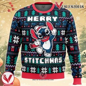 Merry Stitchmas Stitch Ugly Christmas Sweater, Unique Christmas Gift For Fans - Vesles2014S