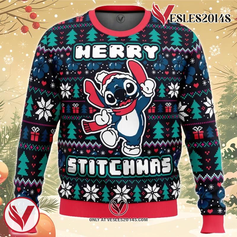 Merry Stitchmas Stitch Ugly Christmas Sweater, Unique Christmas Gift For Fans - Vesles2014S