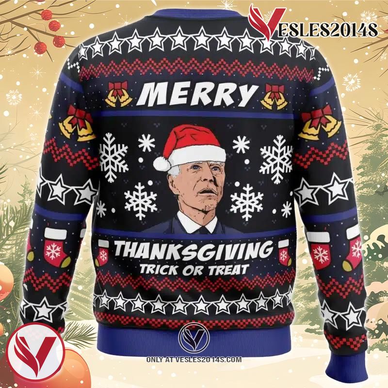 Merry Thanksgiving Biden Ugly Christmas Sweater, Unique Christmas Gift For Fans - Vesles2014S 1