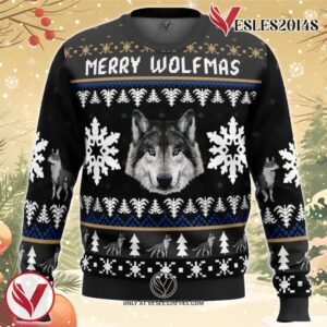 Merry Wolfmas Wolf Ugly Christmas Sweater, Unique Christmas Gift For Fans - Vesles2014S