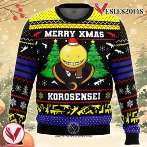 Merry Xmas Korosensei Assassination Classroom Ugly Christmas Sweater, Unique Christmas Gift For Fans - Vesles2014S