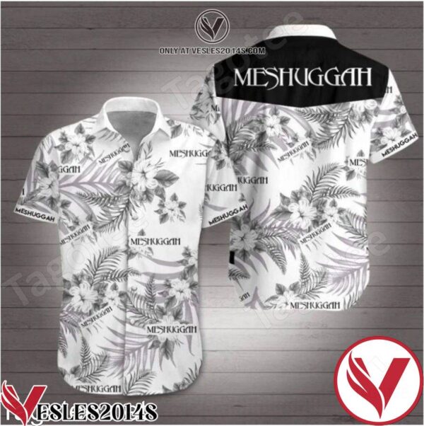 Meshuggah Black Tropical Floral White Hawaiian Shirt, Unique Gifts For Friends - Vesles2014S 1