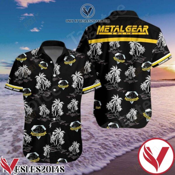 Metal Gear Solid White Palm Tree Black Hawaiian Shirt, Unique Gifts For Friends - Vesles2014S 1