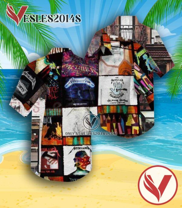 Metallica Album Cover Collage Hawaiian Shirt, Unique Gifts For Music Lovers - Vesles2014S