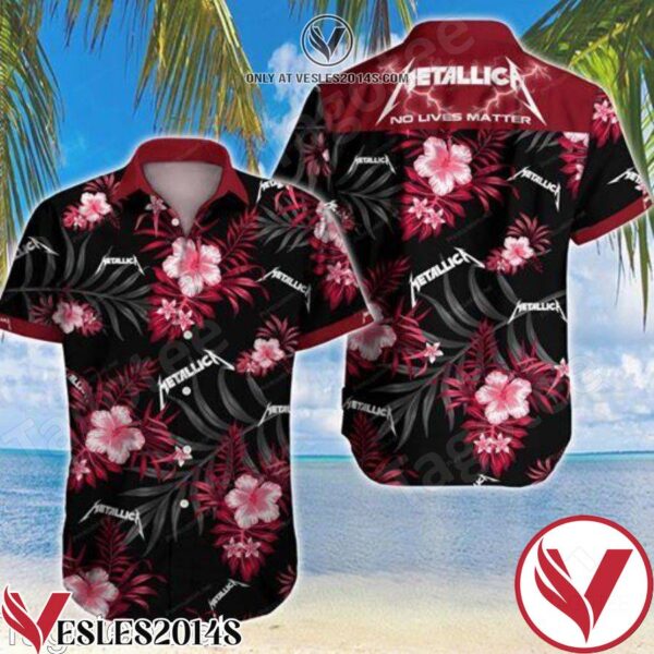Metallica No Lives Matter Tropical Flower Black Hawaiian Shirt, Unique Gifts For Friends - Vesles2014S 1