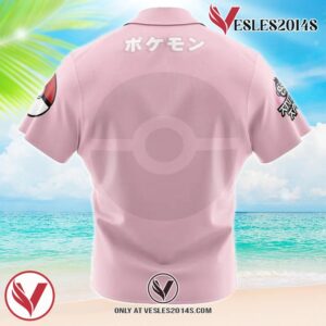 Mew Face Pokemon Hawaiian Button Up Shirt, Perfect Gifts For Anime Lovers - Vesles2014S 1