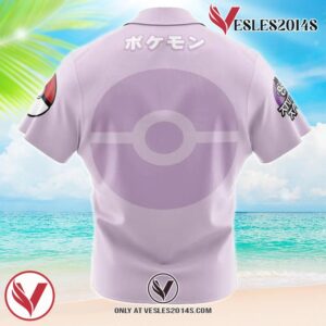 Mewtwo Face Pokemon Hawaiian Button Up Shirt, Perfect Gifts For Anime Lovers - Vesles2014S 1