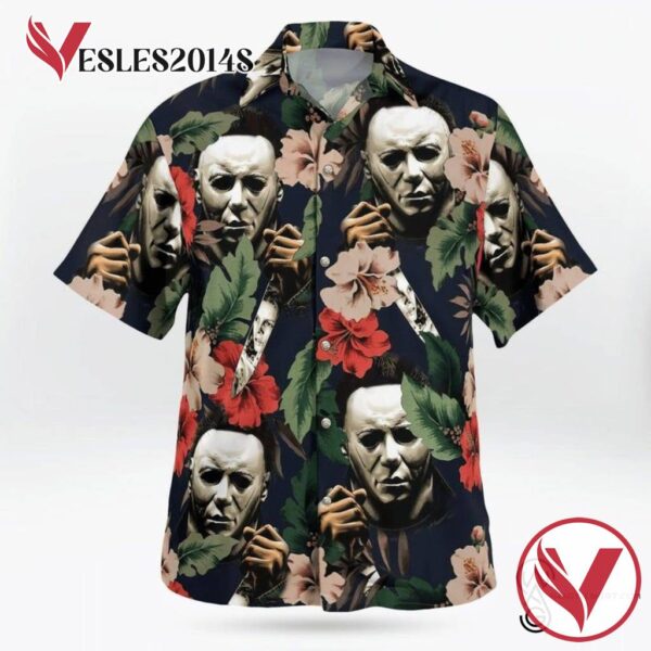 Michael Myers Hibiscus Flower Halloween Casual Beach Full Printing Hawaiian Shirt Vesles2014S 1