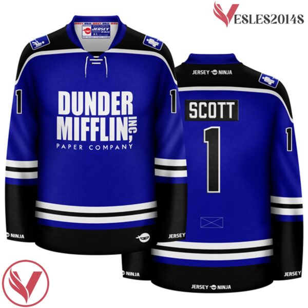 Michael Scott Dunder Mifflin Blue Jersey - Vesles2014S