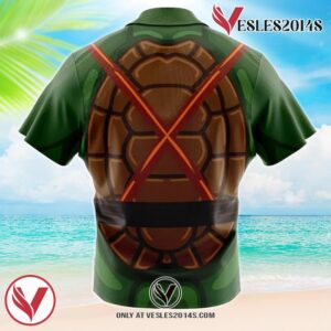 Michaelangelo Teenage Mutant Ninja Turtles Hawaiian Button Up Shirt, Perfect Gifts For Anime Lovers - Vesles2014S 1