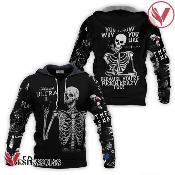 Michelob ULTRA Rock And Roll Skeleton Skull Hoodie & Zip Hoodie - Vesles2014S
