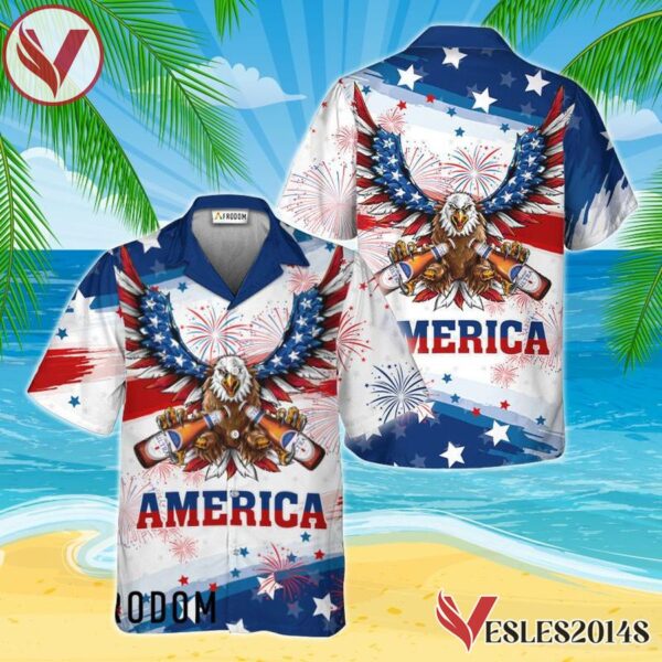 Michelob ULTRA US Flag Eagle Hawaiian Shirt, Best Summer Gifts For Fans - Vesles2014S