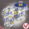 Michigan Wolverines Blue Tropical Floral White Hawaiian Shirt, Unique Gifts For Friends - Vesles2014S 1