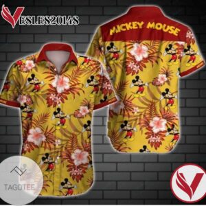 Mickey Mouse Hawaiian Graphic Print Short Sleeve Hawaiian Casual Shirt Vesles2014S 1