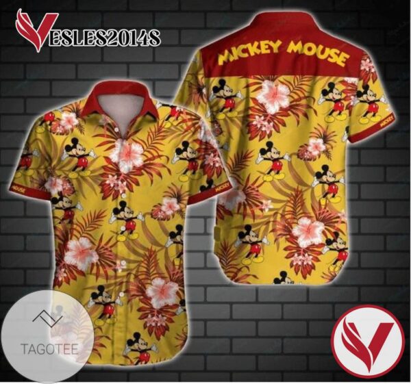 Mickey Mouse Hawaiian Graphic Print Short Sleeve Hawaiian Casual Shirt Vesles2014S 1