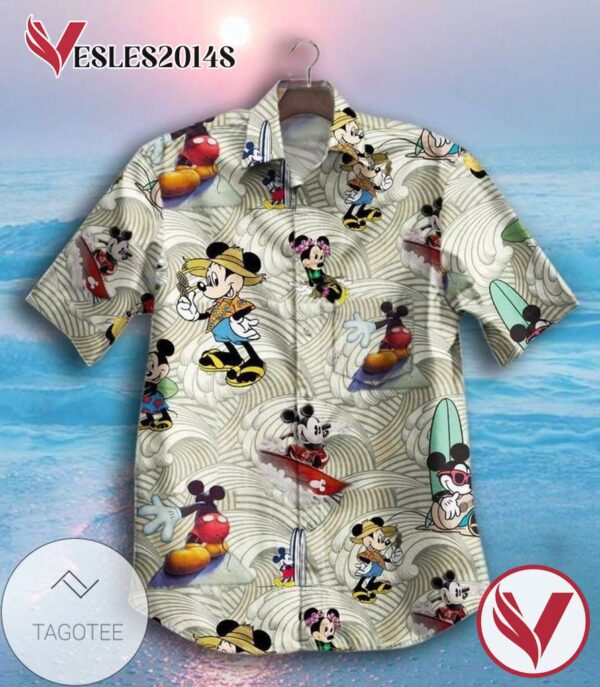 Mickey Mouse Hawaiian II Graphic Print Short Sleeve Hawaiian Casual Shirt Vesles2014S 1