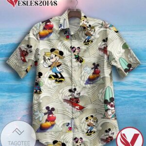 Mickey Mouse Hawaiian II Graphic Print Short Sleeve Hawaiian Casual Shirt Vesles2014S